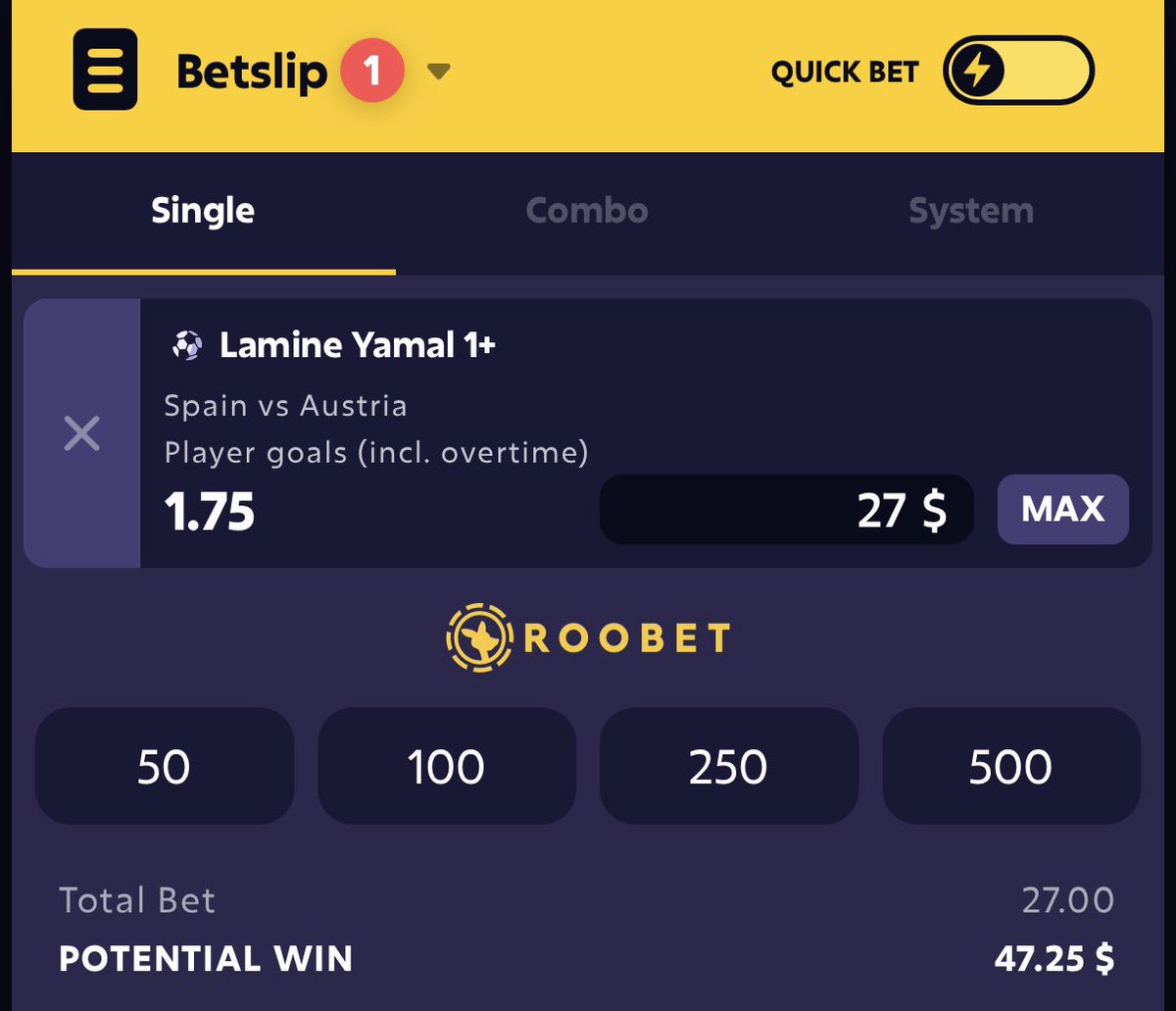 gamblingverse's tweet photo. If Lamine Yamal scores against Austria, a random follower will get $20 in @Roobet balance 🤑

Like and drop your Roobet username below! https://t.co/Ea91Cmsh10