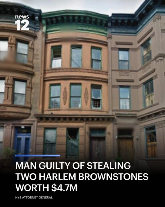 Fly_Sistah's tweet photo. Joseph Makhani found guilty of stealing two Harlem brownstones worth $4.7 million. He used fake deeds, forged documents &amp; shell companies to take control of the properties. An elderly homeowner was forced into a homeless shelter, despite being the owner of a $3 million home. https://t.co/6QwMnJdz2G