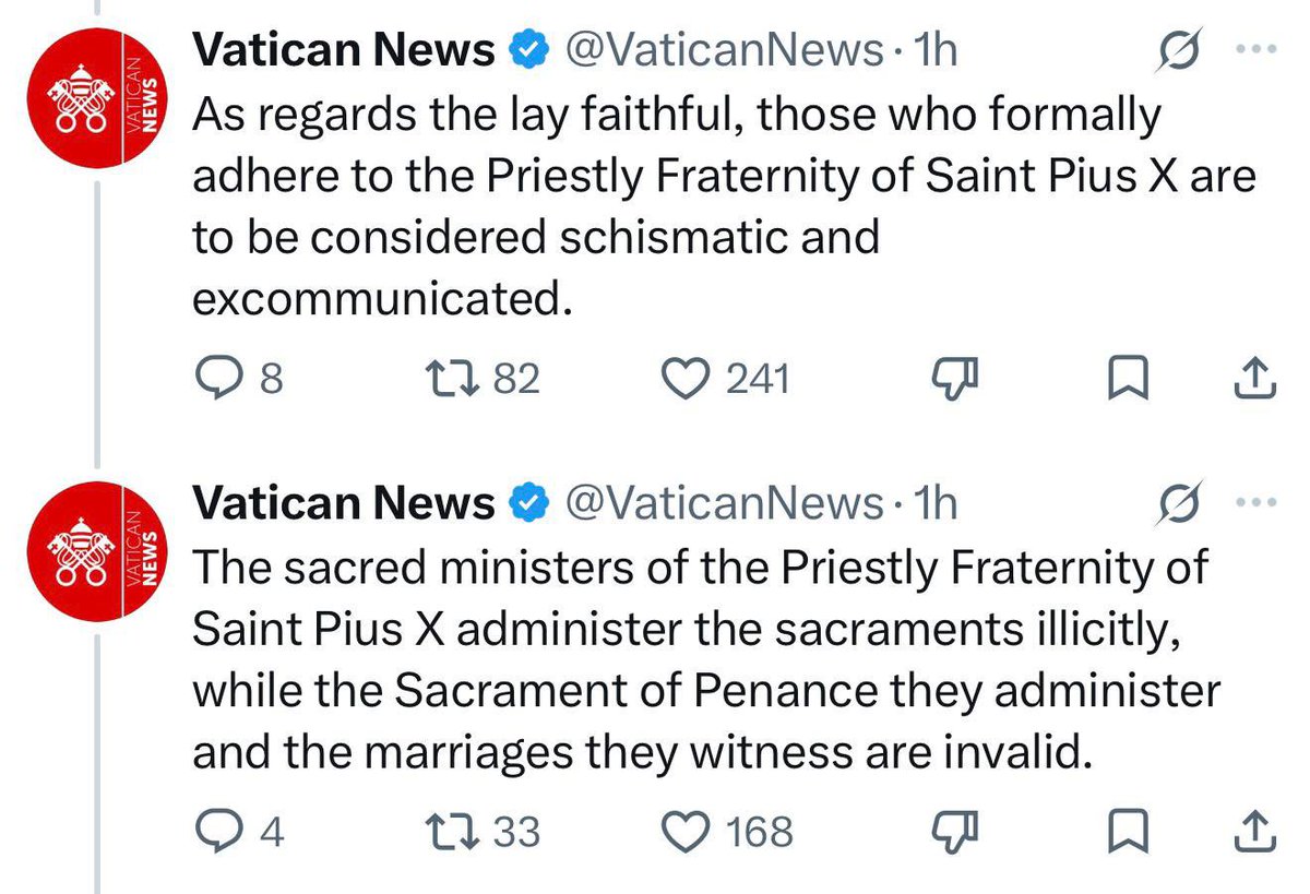 FeelsGuy2003's tweet photo. There is zero ambiguity here.

If you adhere to the schism of Lefebvre, you are separated from the Church of God. https://t.co/180JRmigRh