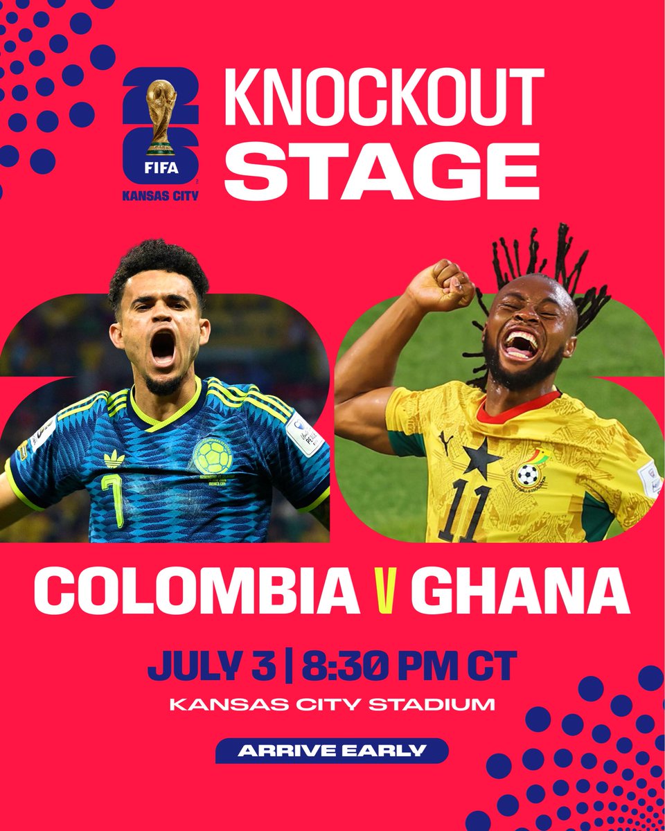 FWC26KansasCity's tweet photo. Tomorrow is MATCHDAY in Kansas City 🔥

Be prepared for Colombia vs. Ghana before you head out to the stadium!

#FIFAWorldCup #WeAreKansasCity #WeAre26 https://t.co/cAeIPtXTe9