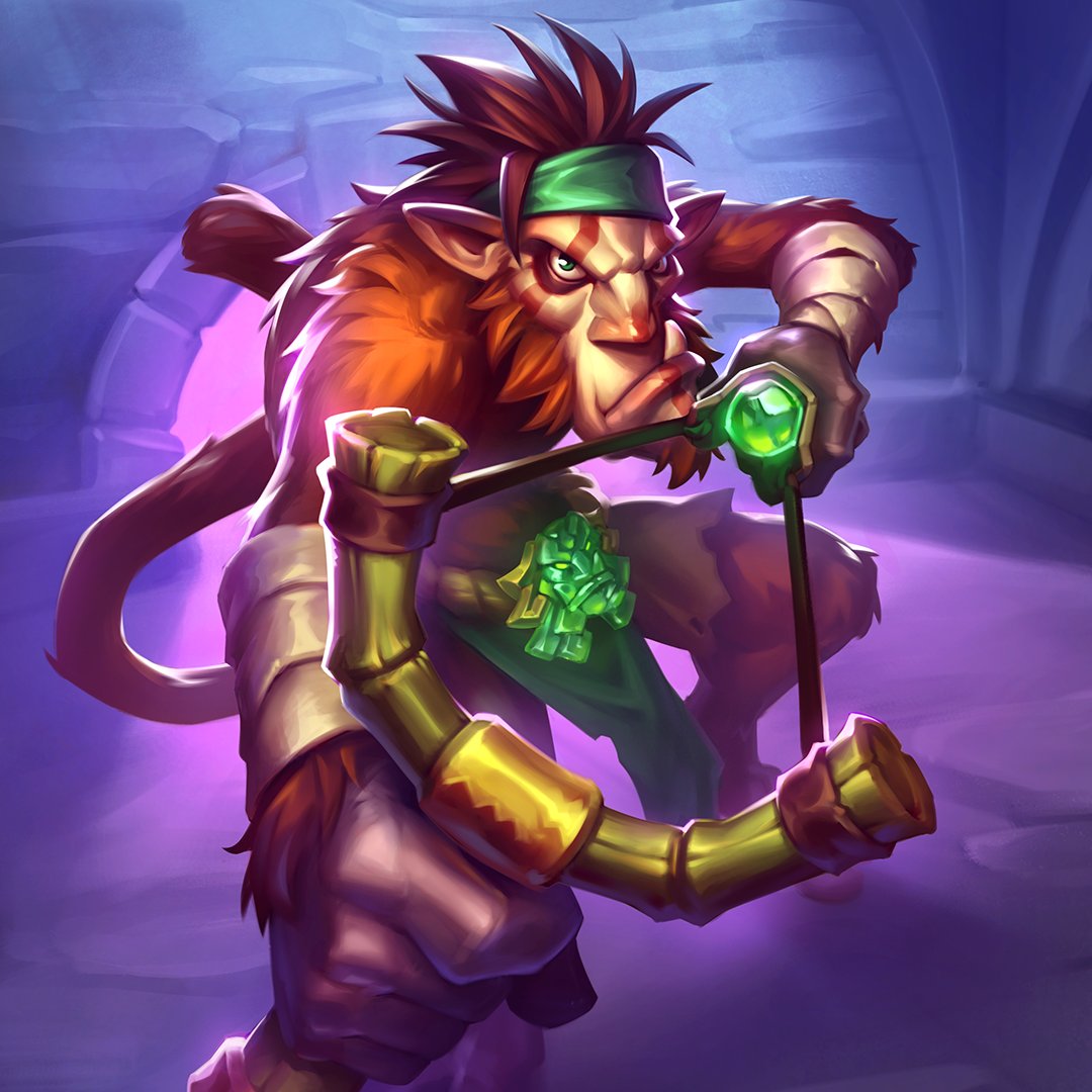 PlayHearthstone's tweet photo. 🙈 ❌ No more monkeying around, Lotus Troublemaker has been BANNED from this Pre-Release Tavern Brawl!

Players who currently have Lotus Troublemaker in their deck will need to retire their run and will then have their Tavern tickets refunded. https://t.co/ZgK5Kgzjes