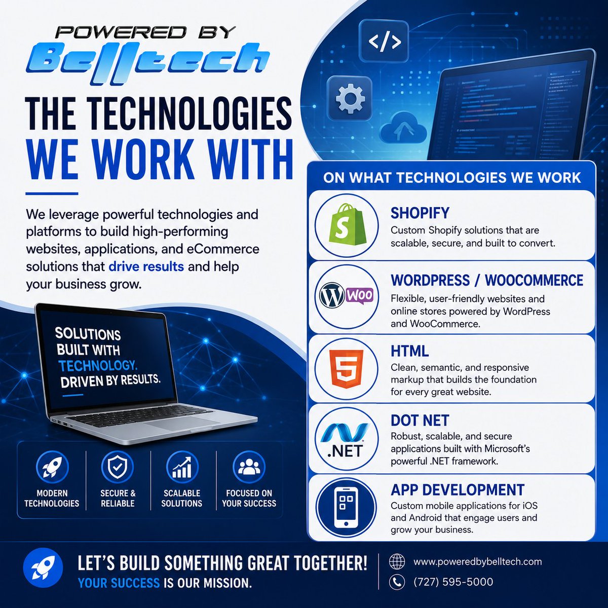 BelltechPower's tweet photo. At Powered By Belltech, we build digital solutions using industry-leading technologies that are secure, scalable, and designed to help your business succeed.

🌐 https://t.co/dKQy5AvnYb 
#PoweredByBellTech #RealLarryBell https://t.co/LdNZ9ntwOo