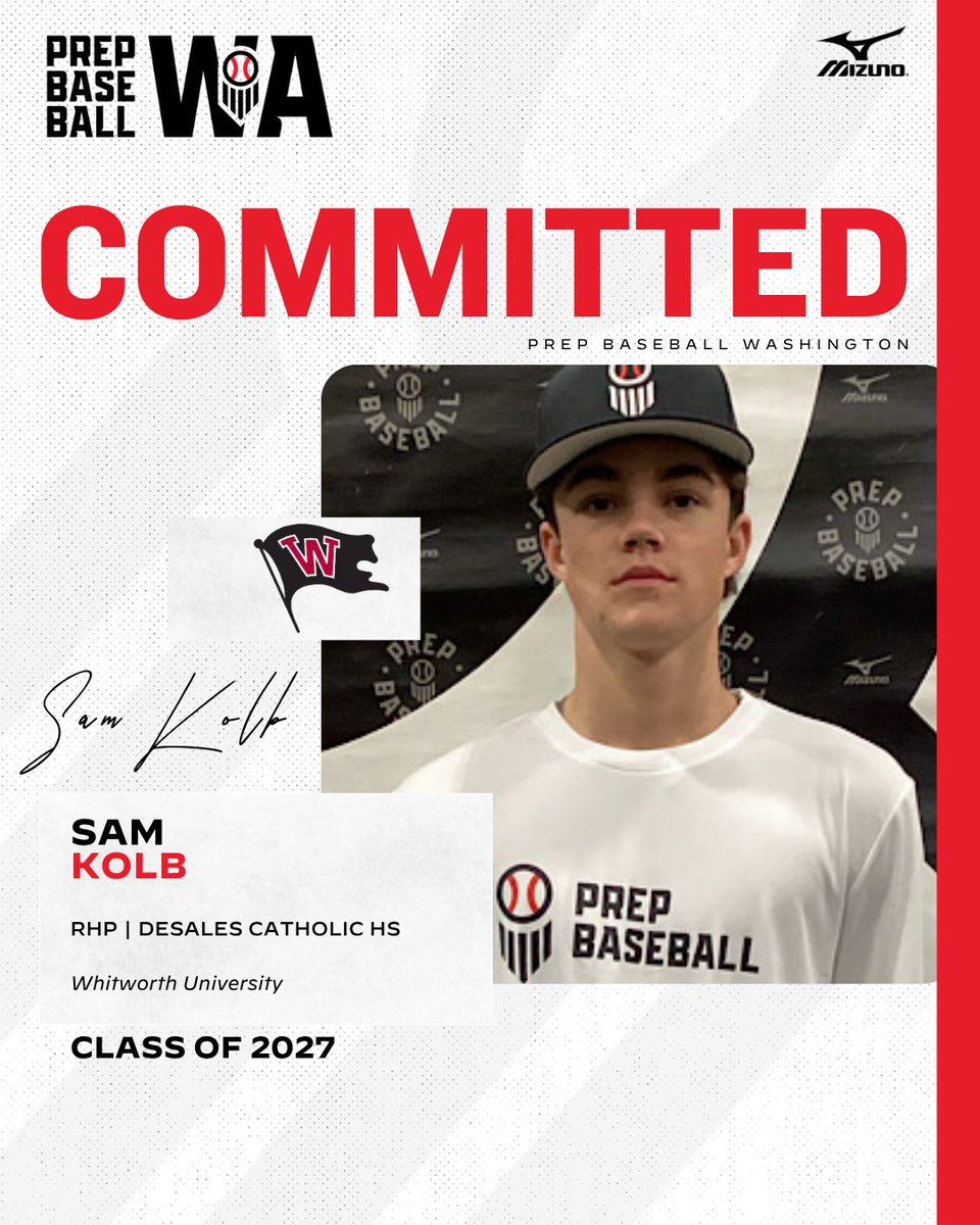 PrepBaseballWA's tweet photo. 🚨 𝐂𝐎𝐌𝐌𝐈𝐓𝐌𝐄𝐍𝐓 𝐔𝐏𝐃𝐀𝐓𝐄 🚨

'27 RHP Sam Kolb (DeSales Catholic) has committed to Whitworth University

@SamKolbBaseball https://t.co/4xrJq3TSnj