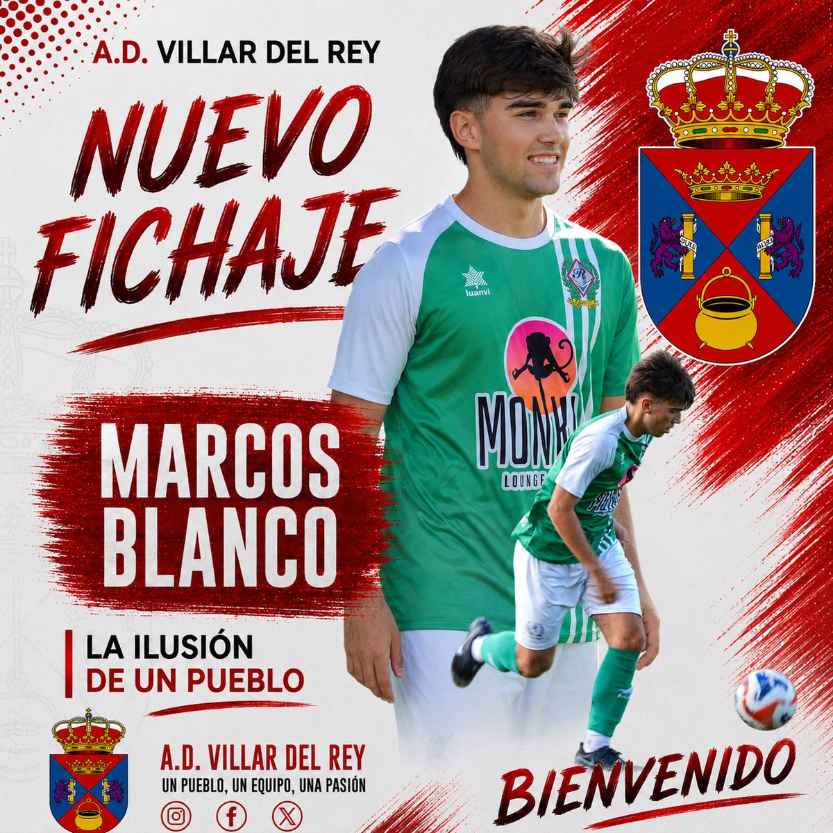 AD_VillardelRey's tweet photo. ✅ OFICIAL

𝑴𝒂𝒓𝒄𝒐𝒔 𝑩𝒍𝒂𝒏𝒄𝒐 

NUEVO FICHAJE  ✍🏼

Procedente del Racing Valverdeño, llega un lateral polivalente con experiencia en la categoría, capaz de jugar en ambas bandas. ¡Bienvenido! https://t.co/fjP6UtOZh8