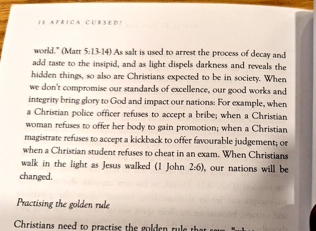 OnguB's tweet photo. @SpireJim Today I was reading , "Is Africa Cursed",one of the last chapters that calls Christians to be the salt and light , made me feel she had gone through this chapter according to her judgement.

It's a good read by the way https://t.co/FgOhw0J8cq