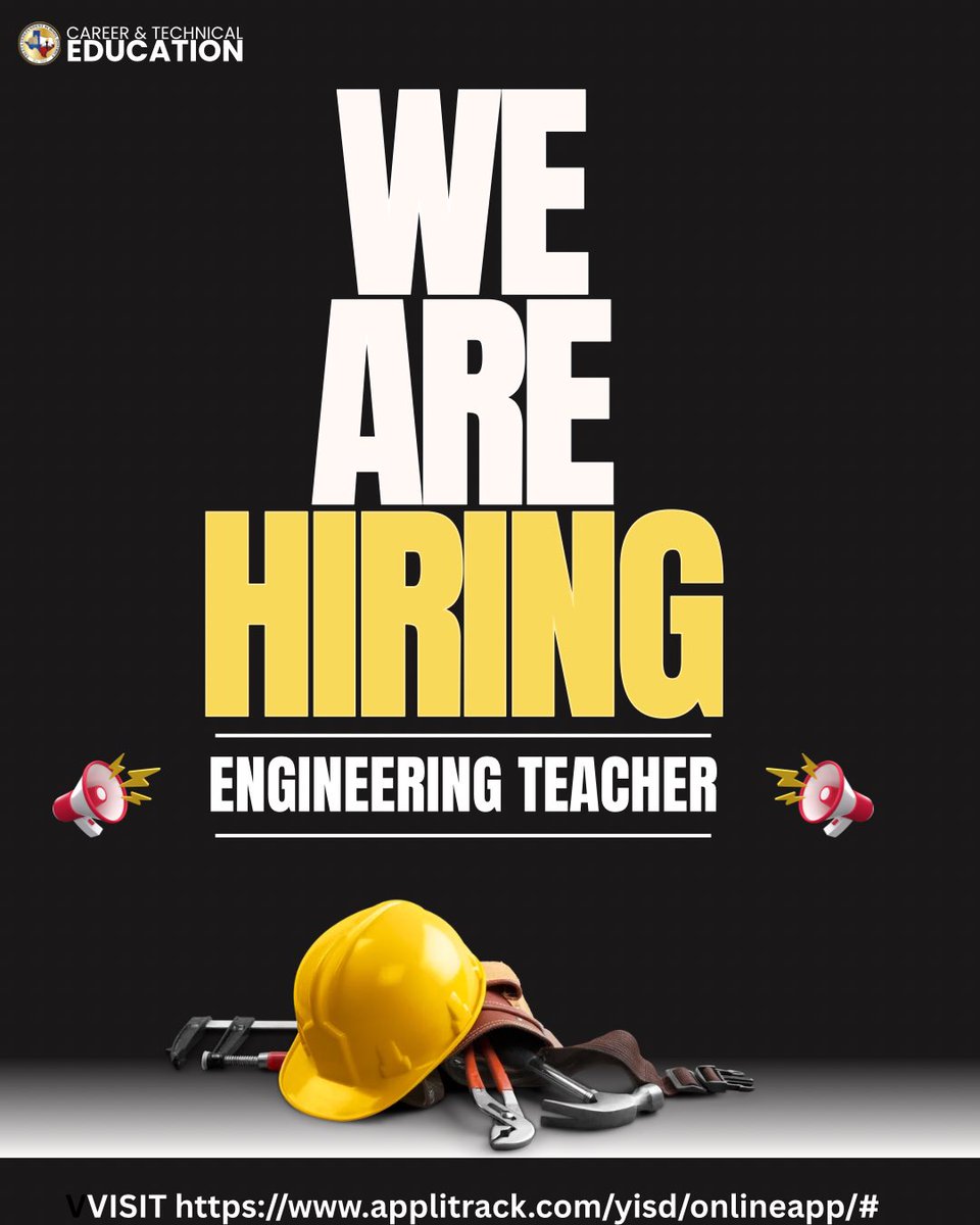 YsletaISDCTE's tweet photo. ⚡Inspire the next generation of engineers &amp; innovators by helping students build the skills that power tomorrow’s workforce. Join our YISD Career &amp; Technical Education team as an Engineering Teacher! 📍 Apply today: https://t.co/ZTQPwIBRrb @YsletaISD @ESCRegion19 @borderplexjobs https://t.co/rRA4CuBI3v