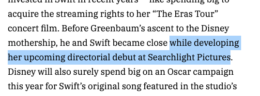SpotifySwiftie's tweet photo. 🚨 Taylor Swift's "upcoming directorial debut at Searchlight Pictures" gets its first mention in YEARS via @Variety ! https://t.co/TruhCHZeoS
