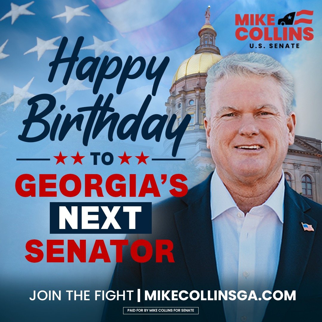 TeamOverhaulGA's tweet photo. Happy Birthday to Georgia's workhorse, a trucker from Jackson, and our next Senator @MikeCollinsGA. 

#HammerDown 🫡🇺🇸 https://t.co/myhIeqnPaV