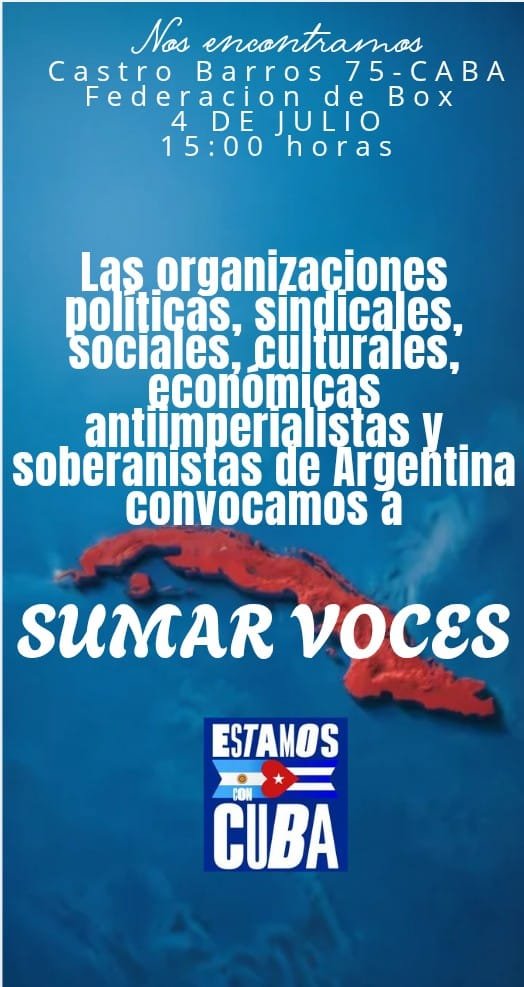 CTAGlobal's tweet photo. @adolfoacta @CTAAutonoma @CachorroGodoy @CTAABuenosAires @CNTICTA @juventudesctaa @JoanaGimenez9 @InfoNodal @teleSURtv @Cuba_CTC 🇨🇺 Cada hora de bloqueo le cuesta a Cuba más de 862.000 dólares.
Cada día: más de 20 millones de dólares.
Cada mes: más de 629 millones de dólares.
¿Cuántos hospitales, escuelas, medicamentos y alimentos podrían garantizarse con esos recursos?
#TumbaElBloqueo #CubaNoEstáSola https://t.co/v1LddxMonp