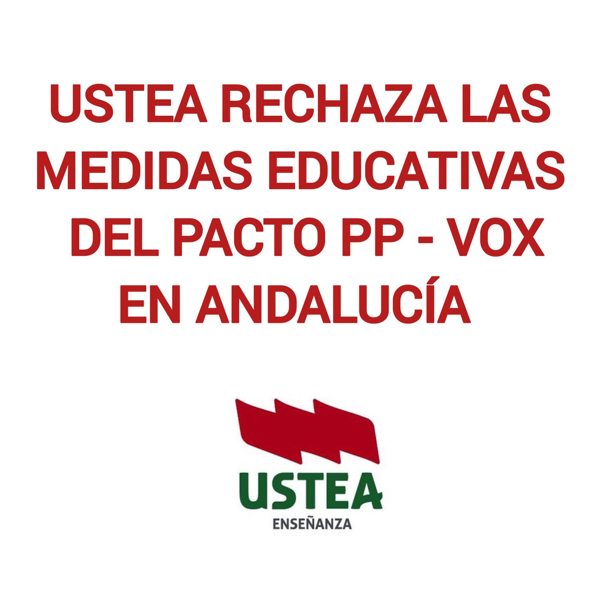usteaeducacion's tweet photo. Rechazamos las medidas educativas del PP - VOX por racistas, clasistas y porque vuelven a atacar a la educación Pública

https://t.co/EqwzMdTrxv https://t.co/aD1GuBLQa2