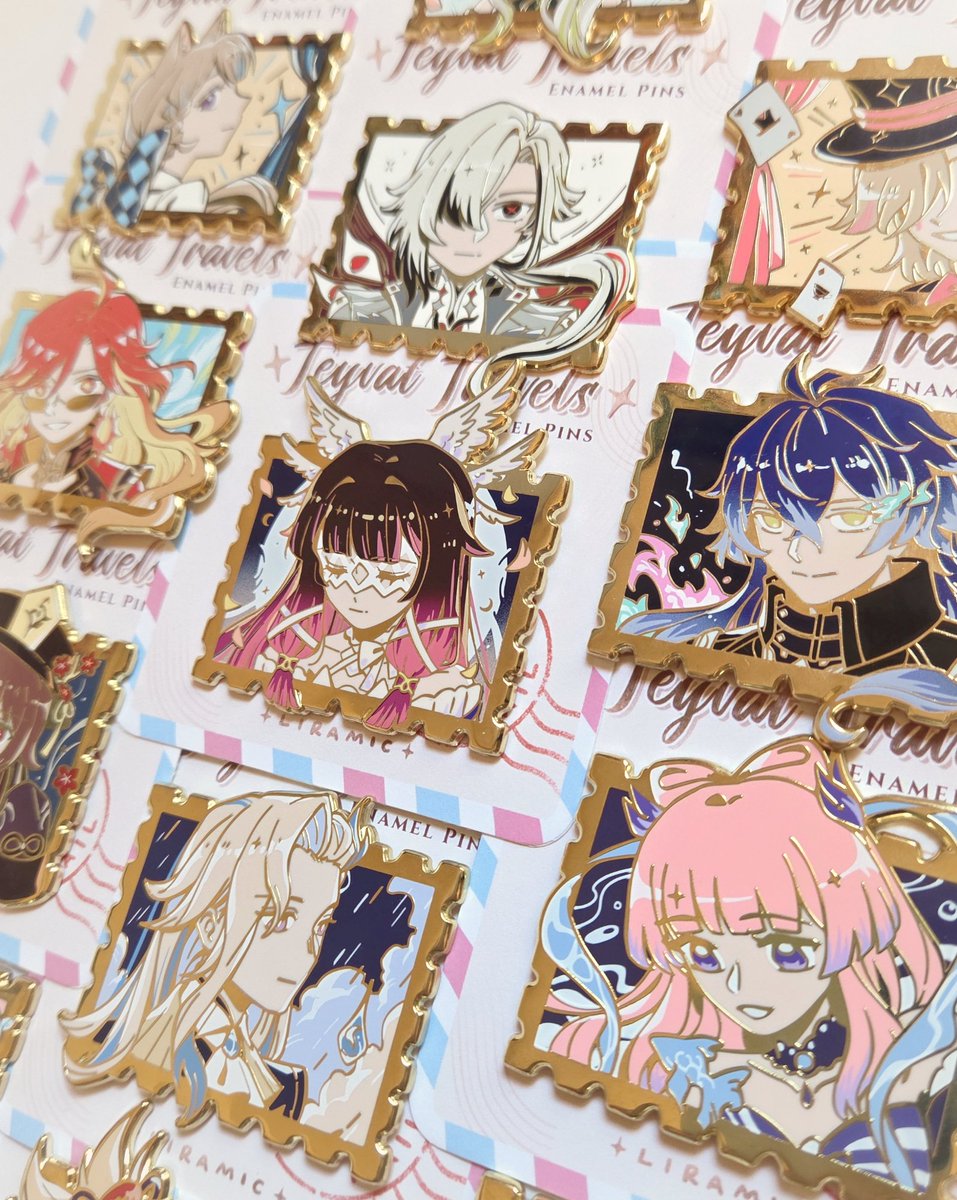 liramic's tweet photo. My Genshin enamel pins are up on my shop right now! There's a total of 14 characters included~ details below
#columbina #flins #arlecchino #neuvillette https://t.co/Fto7R8jZ9U
