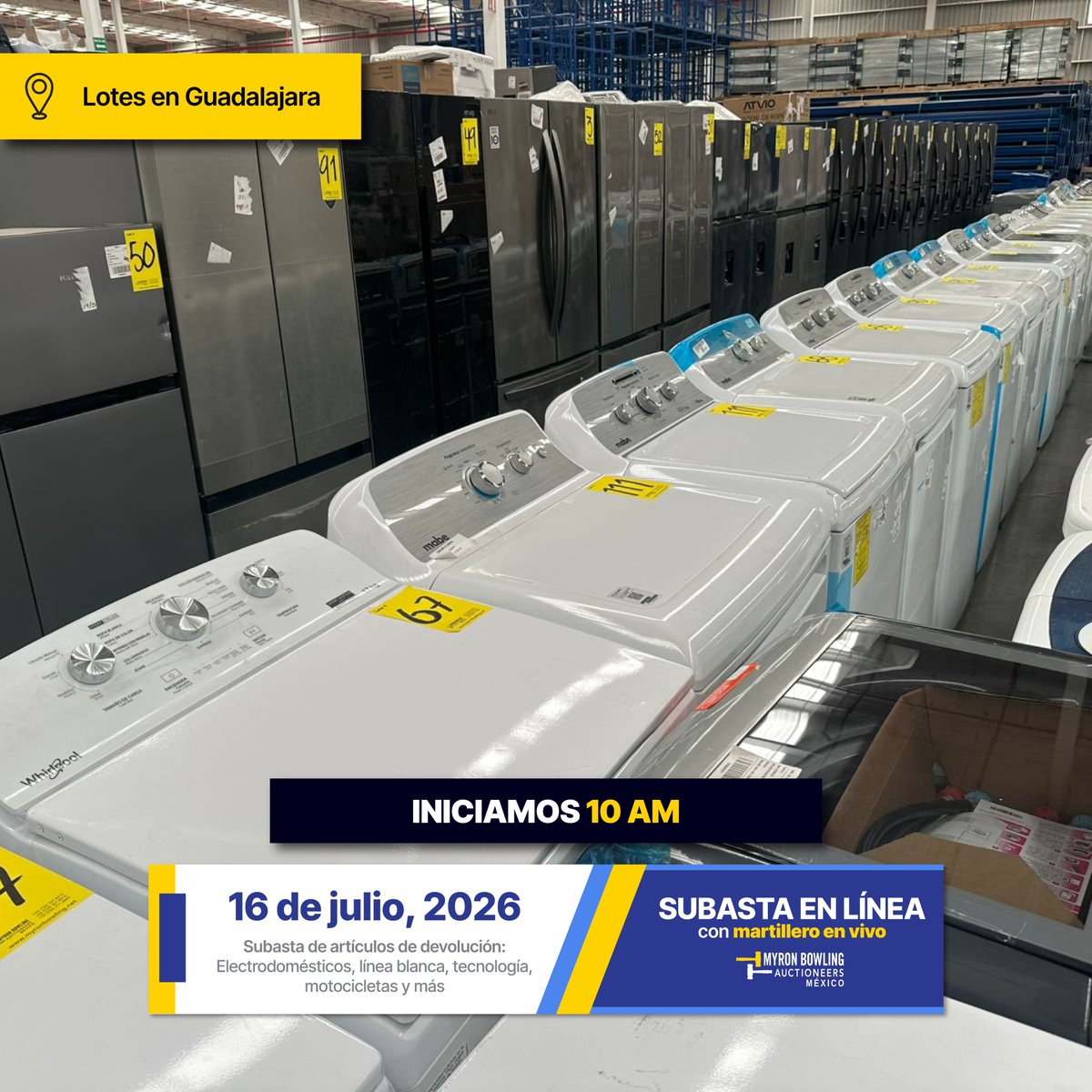 MyronBowling's tweet photo. ¡Atención, NUEVA FECHA!

Guadalajara, Mérida y Monterrey, llega una nueva oportunidad para adquirir mercancía en nuestra subasta en línea con martillero EN VIVO, próximamente catálogo completo en https://t.co/bpRjps6HT8 https://t.co/0WRFLEih2v