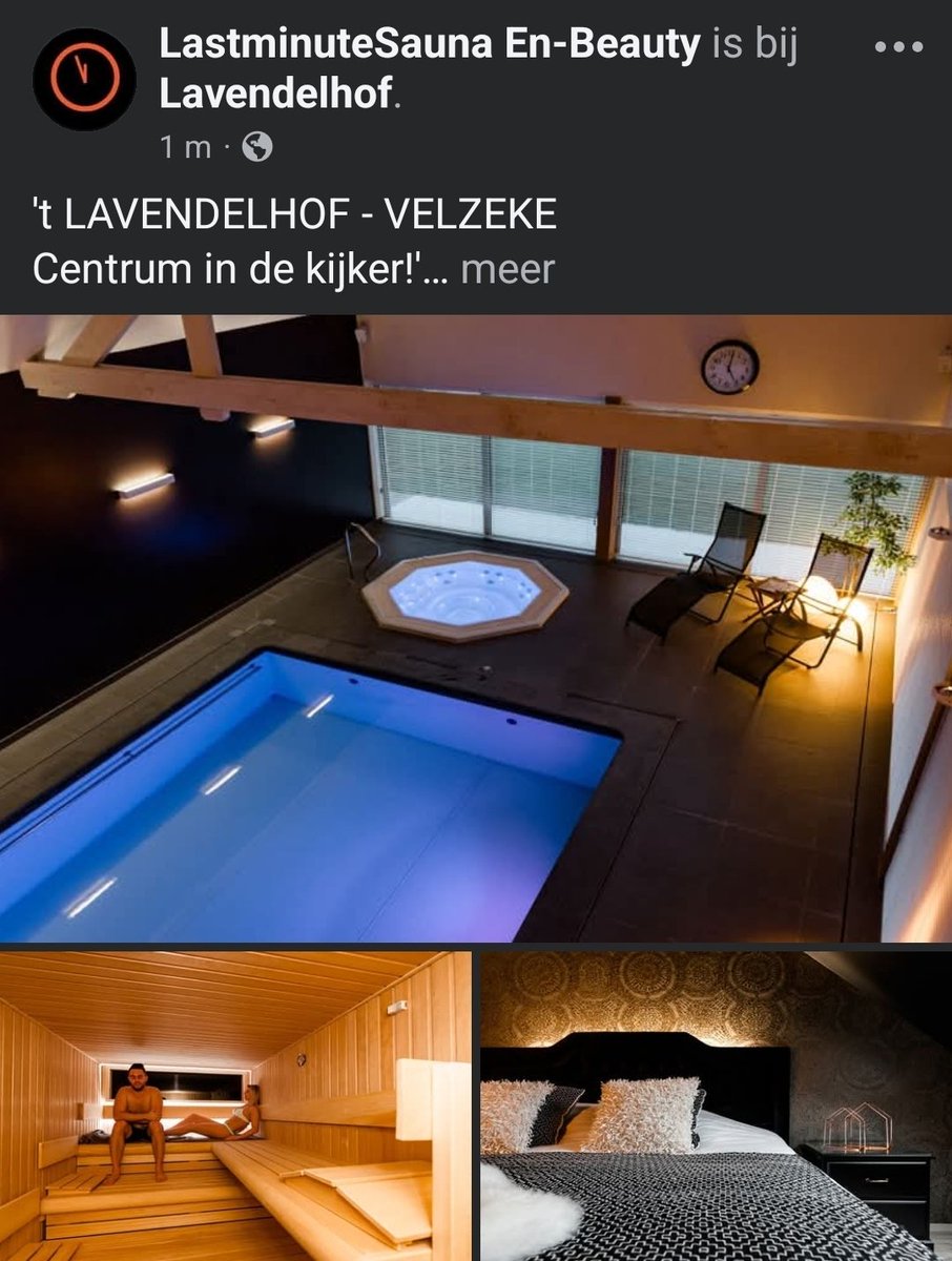 LastMinuteSauna's tweet photo. 't LAVENDELHOF - VELZEKE
Centrum in de kijker!'
https://t.co/Bhdcq3Kqri
Luxueuze privé wellness in de Vlaamse Ardennen.

Zorgeloos ontspannen.     Privé-wellness ’t Lavendelhof beschikt over een Finse buitensauna, infraroodcabine, jacuzzi, verwarmd binnenzwembad en relaxruimte... https://t.co/wQ9ETpCBv6