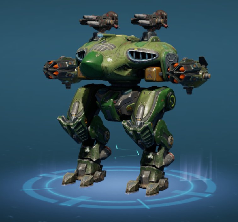 ciber_rich's tweet photo. The Griffin with two mounted Hydras and two mounted Spirals was the second favorite robot of mine to control early on in War Robots. Just like the G.I. Patton the Griffin is also outdated nowadays in War Robots. Screenshots of exactly how my Griffin looked in-game. https://t.co/E7NA7hKiYW