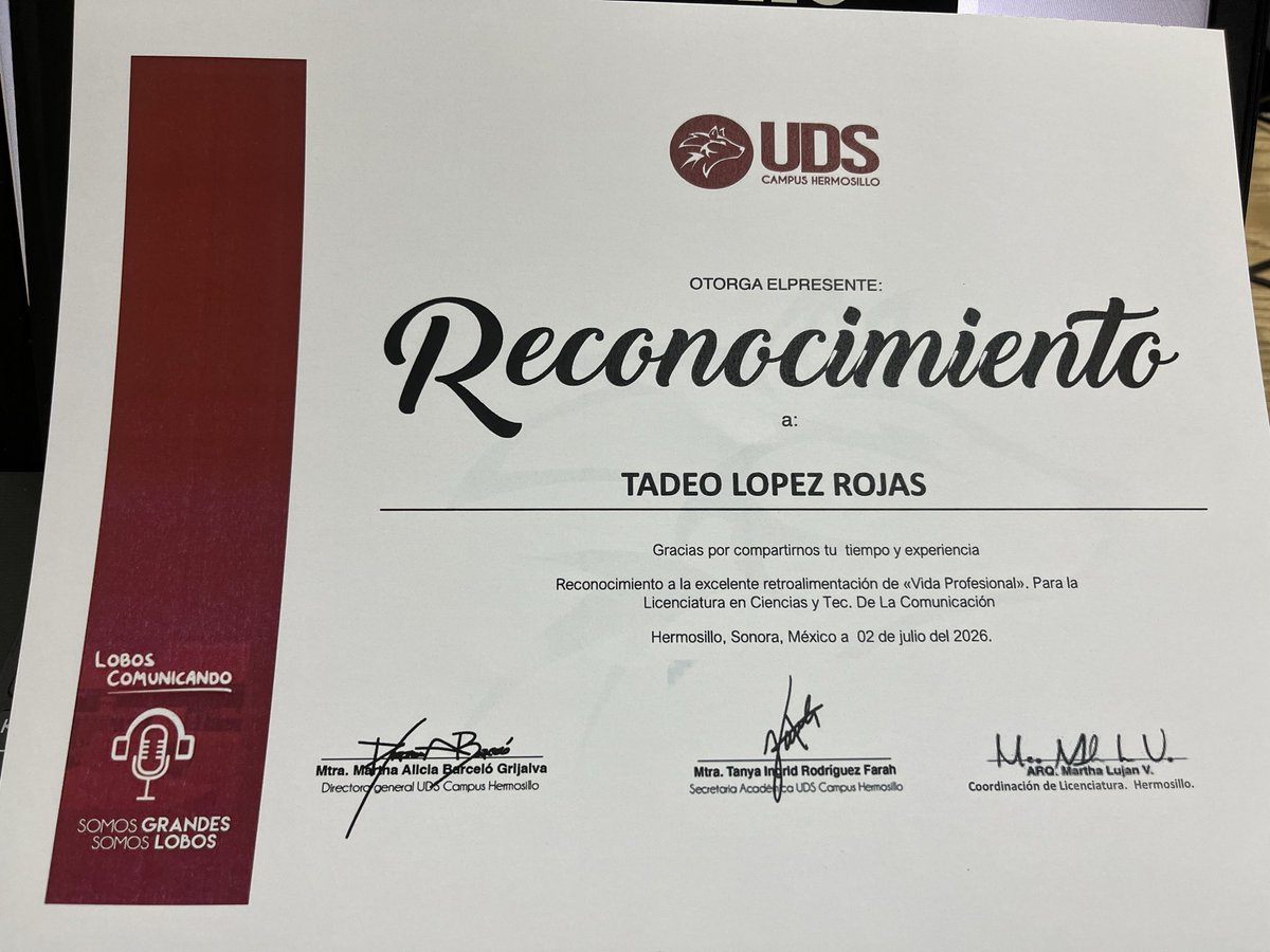 tadeolopezrojas's tweet photo. Gracias a las y los estudiantes de la #UDS campus Hermosillo, por la invitación a la charla sobre experiencia profesional de un servidor
@udsantander @LobosFM1035 https://t.co/0k69kSlr2w