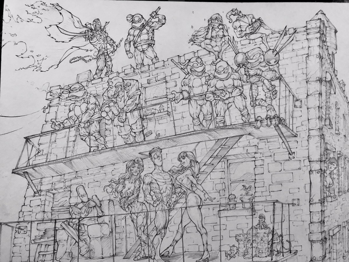 books_andy's tweet photo. I'mhaving @CalebCo13 work on a commission of my favorite indie comic characters together. He threw in Earthworm Jim and SCUD as bonus which I certainly don't mind. Its coming out amazing. https://t.co/aF0f493avX