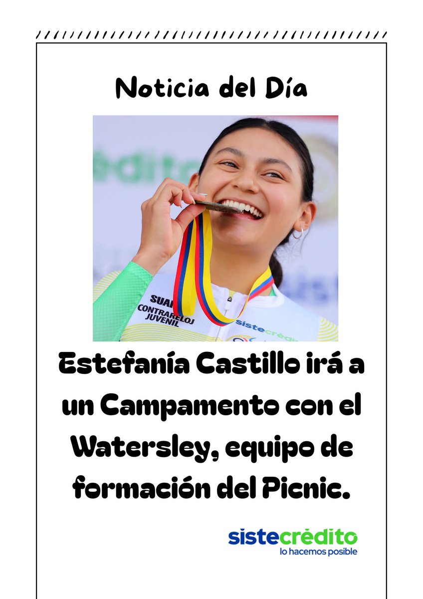 AdnCycling's tweet photo. La risaraldense Estefanía Castillo del @TmSistecredito estará con el equipo de formación del @picnicpostnl (Watersley) y correrá el Tour de France Junior. 

Viaja hoy a Amsterdam y el domingo será su primera competición.

#ciclismofemenino #talentodeexportacion https://t.co/mn4zCR6jYZ
