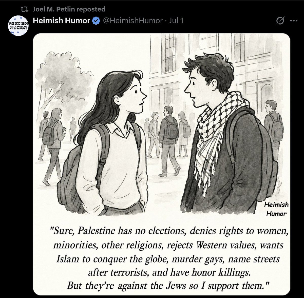 Sturgeons_Law's tweet photo. Among the more absurd pro-Israel guys here is the School Supt. of Kiryas Joel, one of the most socially backward towns in the US due to its conservative Orthodox Jewish majority, w extensive sex segregation &amp; mob attacks for religious offenses, who calls Palestinians retrograde. https://t.co/mTKwsZjSrz