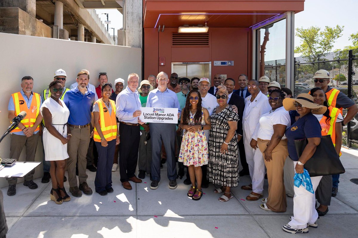 LIRR's tweet photo. Locust Manor is fully accessible! We're proud to kick off Disability Pride Month with our ninth and latest renovated station.

There's now two new elevators, signage, sidewalks connecting paths of travel throughout the station, and more. https://t.co/zmB1jXWUl6