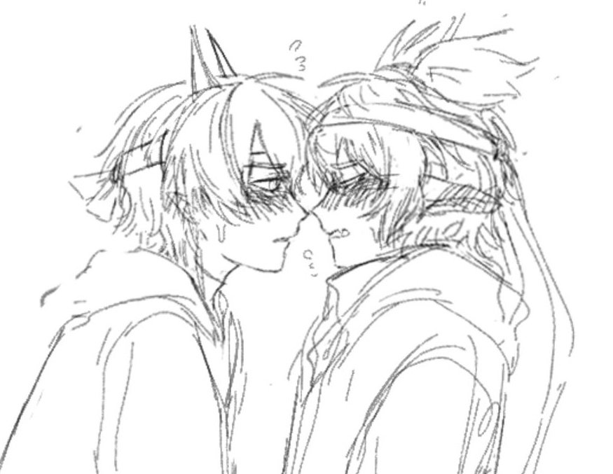 cockroachmedic's tweet photo. 其实我以前还画过这张，但是他们还没亲上呢 ouo #bbtwt https://t.co/a9M7t5mADJ