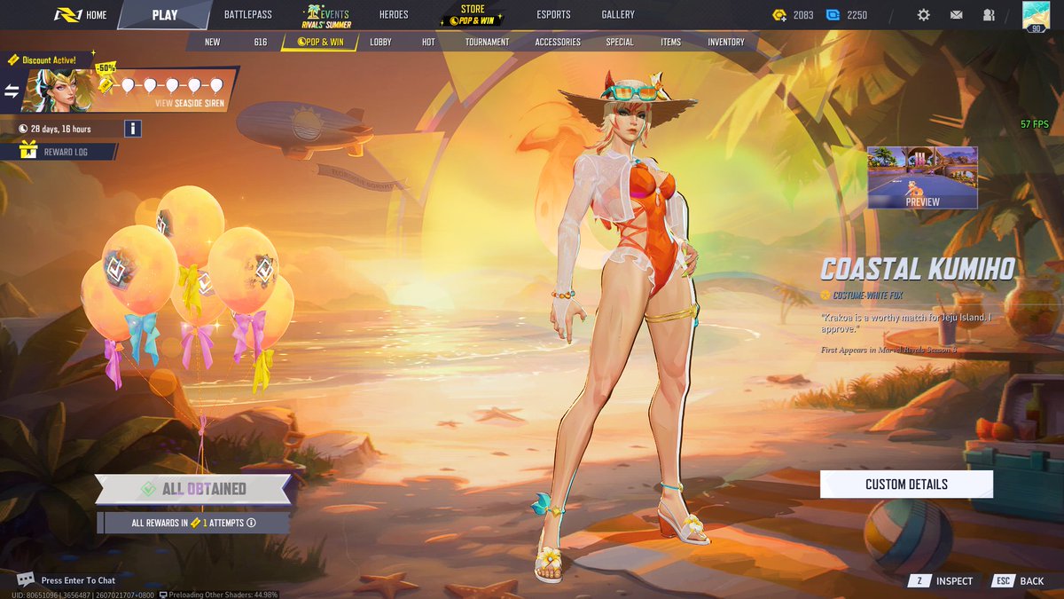 cirikae_'s tweet photo. Unlucky in solo comp queue, blessed in gacha. RNGsus saw my ranked match history and maybe thought that I suffered enough. 🥹 White Fox summer skin in 1 pull. 😭🙏 https://t.co/c2tyw3AvOx