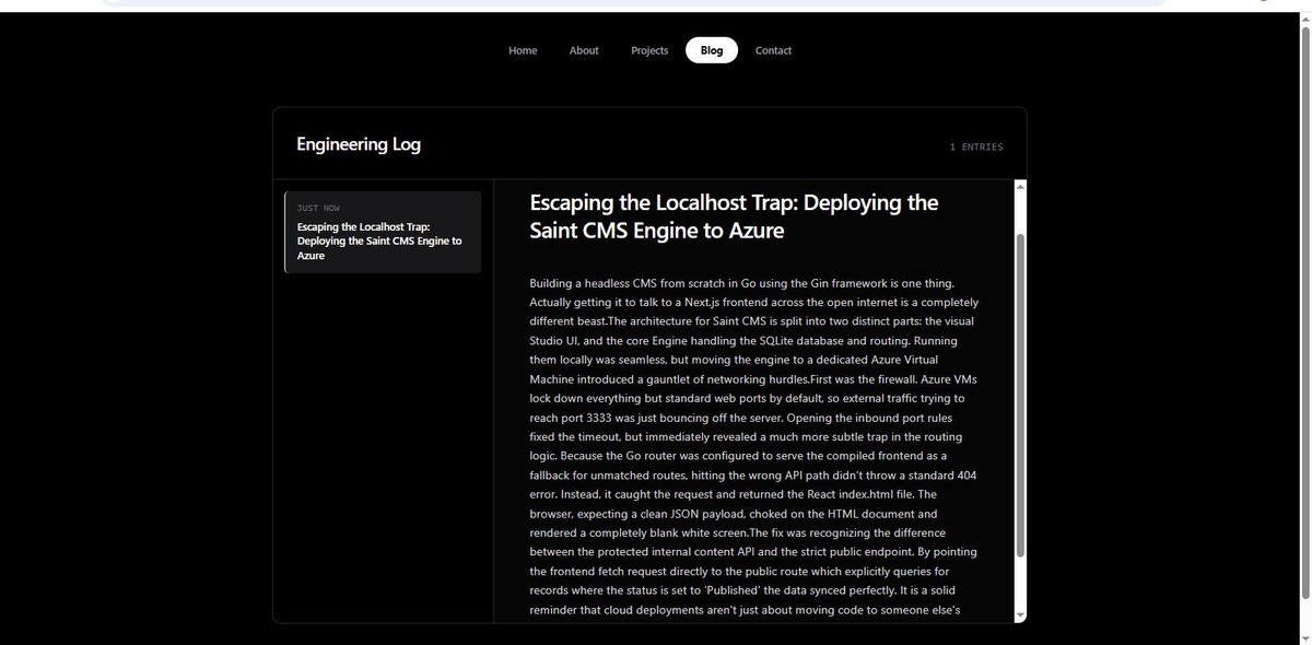 nothing_0142's tweet photo. I built a custom CMS from scratch using Go and SQLite, and today I successfully connected it to my portfolio https://t.co/blEUzAAHFV