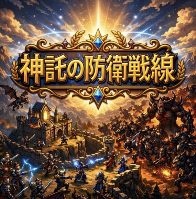 SpSore's tweet photo. https://t.co/SkR6oMuvD3

✨神託✨の防衛戦線🏰

騎馬隊🫏や鉄砲隊🎺、魔導師隊🧙‍♀️を率いて城🏰を守るタワーディフェンス風🗿の戦略ゲーム。多彩な部隊を組み合わせ、強敵の魔王軍を迎え撃とう⚔️。激しいエフェクト💥と効果音🎵で熱い防衛戦🛡️を楽しめるよ！ https://t.co/VogTsmUCvH