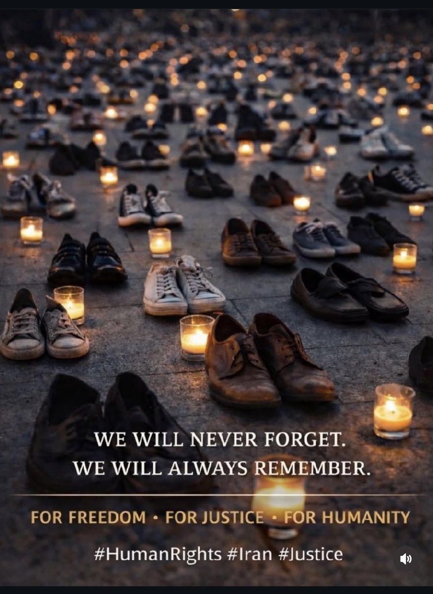 JahangiriAzar's tweet photo. January 8-9 Two days that many Iranians will never forget.
Every empty pair of shoes represents
a life, a family, a dream and a future
interrapted by violence behind every candles is a story that deseres to be remembered.
The world must never look away when human lives are lost.
We remember We mourn.
#IranMassacre‌ 
#Jan8_9