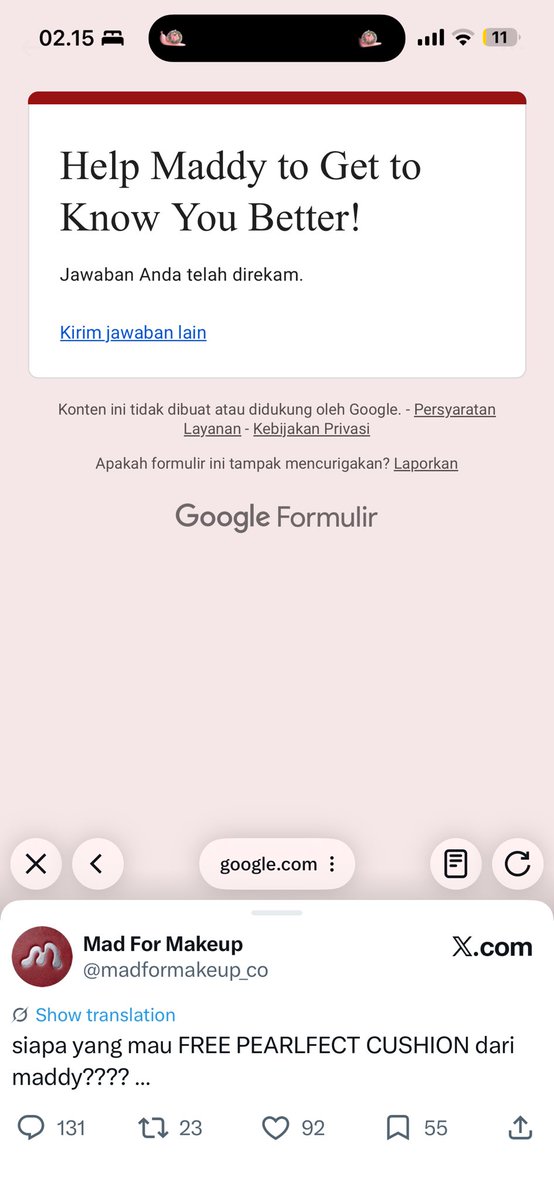 kindercreamyy's tweet photo. @madformakeup_co DONE MADDYY❗️💗🫶🏻 pls semoga cushionnya acne friendly yaaa, soalnya aku udh pakai concealer dan skintintnyaa so farr cocokkk tp kmrn skin tintnya baru bgt jatoh trs pecah💔😞 https://t.co/CWZpafflQI