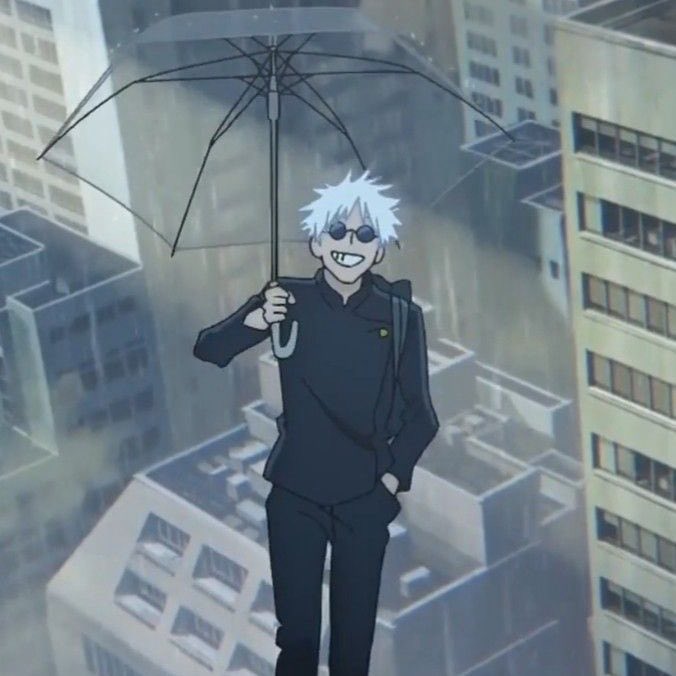 ceivesxo's tweet photo. I love how both gojo and geto were eager to share an umbrella in this scene, they’re adorable https://t.co/npCo1bawN0