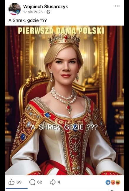 LaylahLilithah's tweet photo. Nie bardzo rozumiem o co chodzi z tym Shrekiem. Przecież postać na tym obrazku to nie nawrocka. To postać stworzona przez AI. Dla dokładności na zdjęciu drugim znajduje się wyżej wymieniona 👇Przecież widać, ze to dwie nawet nie podobne do siebie postacie. Skąd zatem wzmożenie? https://t.co/qSgtFhgv7P