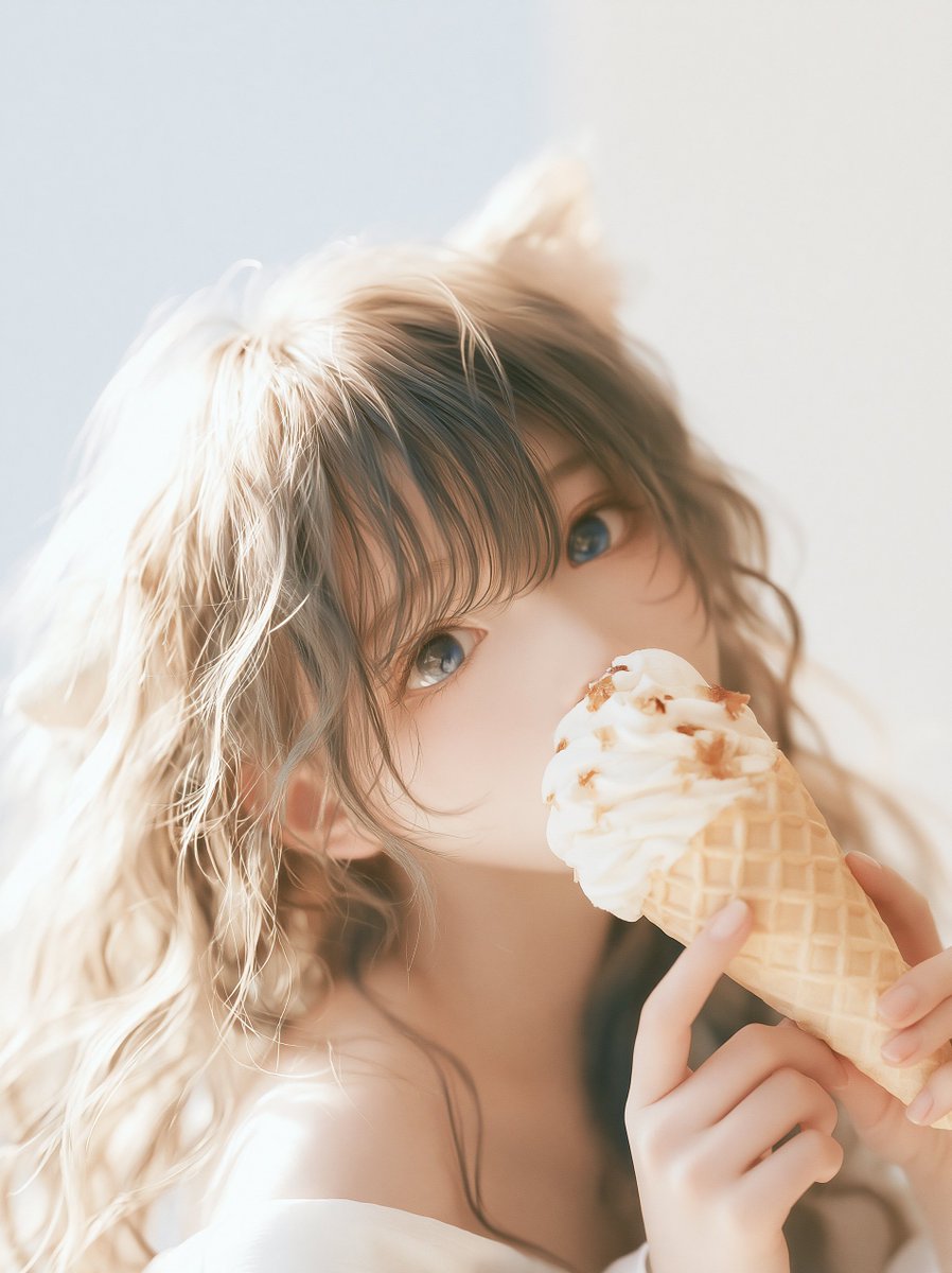 nekomimivitamin's tweet photo. 🔔第45回 鈴響会コミュニティPromptチャレンジ 🔔
#鈴ぷろ #鈴響氷菓
期間7/3(金)～7/6(月)のうち、7/3、7/4の幹事担当です

7月メインテーマ：海・朝顔・青色
サブテーマ：「ソフトクリーム🍦」
上記の4つのうち、1つ以上入っていればOKです！👌

共催幹事mikoさん(Bijo_summoner)の
サブテーマは「清涼飲料」になります。

ぴ・えん(p_en_pen)さんのやみなべプロンプトから拝借して、今使ってるpromptはこれです。
Nijiちゃんとかチャッピーなら結構かわいく描いてくれるはず。

kawaii猫耳娘Lovecute/アシンメトリー/お菓子の国/soft serve ice cream decorations/淡彩パステルカラー/透明水彩/シルク質感 /最強シネマティック/アイス大好き絶対バレてる構図/青空お散歩

7/3はソフトクリームの日です🍦
週末に向けて、ソフトクリームで世界を楽しませちゃいましょう！
投稿は1人２枚ぐらいまでを目安にしたいです。
公表というかリツできるぐらいには健全でお願いします。

また、後半の7/5、7/6の幹事は
しあさん(shia_aiart_947)と
papicoさん(papico_AIart)へ交代です

当会場へ参加の場合、ハッシュタグは
#鈴ぷろ #鈴響氷菓　（コピペ推奨）を
ポスト冒頭にご記載願います。

それでは皆さんの参加お待ちしています。