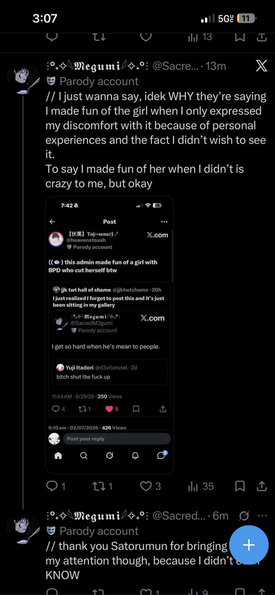 cursedteacher_'s tweet photo. ((🐟) okay so full context: 

- You went into a random girl's account bc you disagreed with her opinion, sure.
- You DUG OUT because it wasn't linked in her pf this girl's NSFW/VENT ACCOUNT where she admitted to sh
- scrolled back MONTHS in her media
- found ONE sh picture 
(+) https://t.co/pHlsqZ2DXn