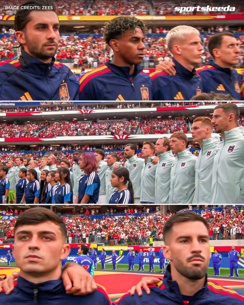 indust69377's tweet photo. The anthems are done, the emotions are high, and Spain vs Austria is ready to explode. 🇪🇸⚔️🇦🇹💥

Knockout football under the World Cup lights. 👀🥹

#Spain #Austria #FIFAWorldCup #WC2026 https://t.co/YXVuuzuFVY