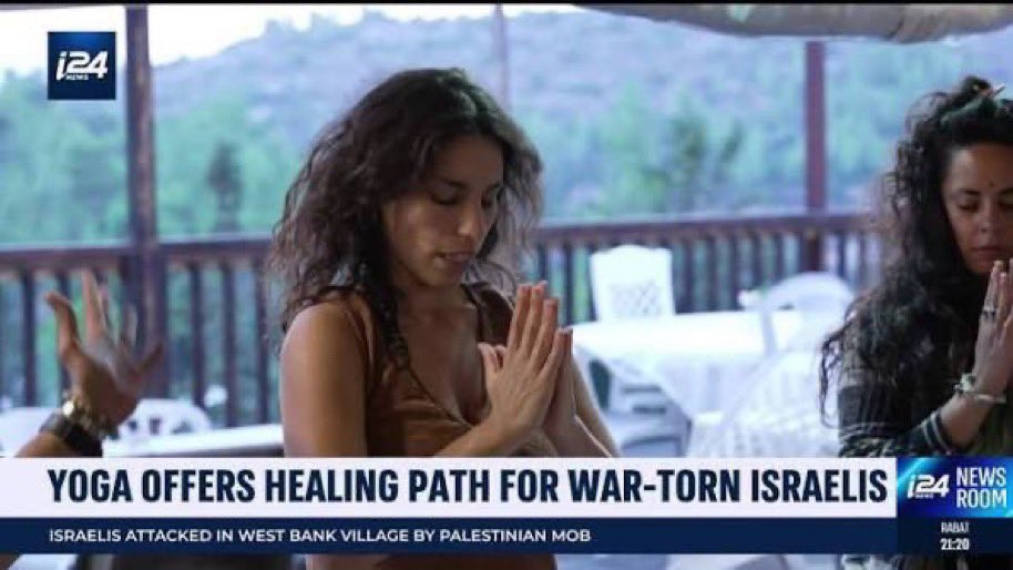 landpalestine's tweet photo. I hate that people in Israel  are doing yoga to heal from the trauma of the world’s reaction to genocide in Palestine and getting on podcasts like Mayim Bialik to talk about the trauma of seeing someone wearing a Zionism is racism shirt near their favorite vegan restaurant with their 17- and 20-year-old "children"