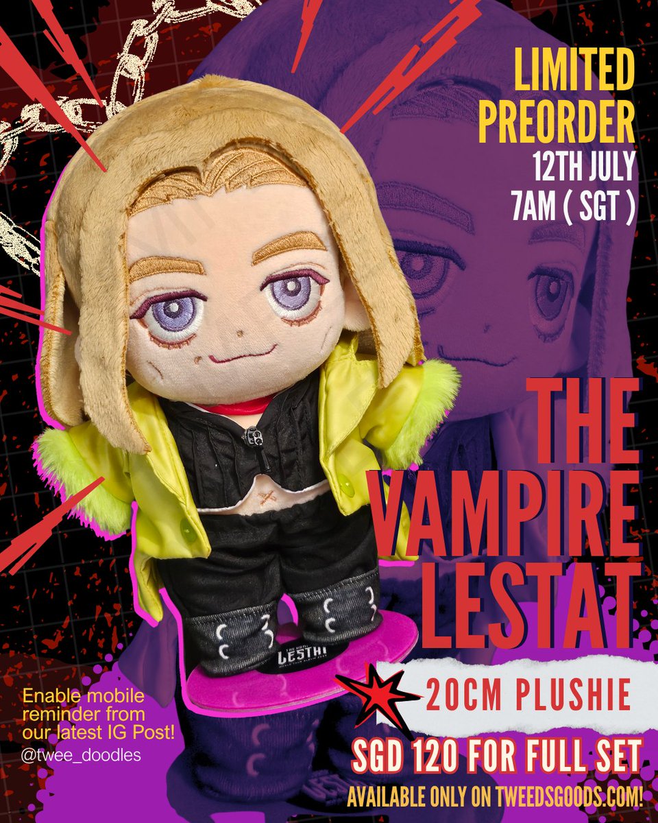 tweedsgoods's tweet photo. Peep the Latest 20cm Rockstar Lestat plushie, BG3 DLC Companion Plushies and IWTV 10cm plushies ( restock ); I'm so pleased with how they turned out! 🥹

⏰Enable Mobile reminders for my shop opening here ( only available on IG Mobile app ): https://t.co/9Q0NBZjTT5 https://t.co/m6tAKP41s5