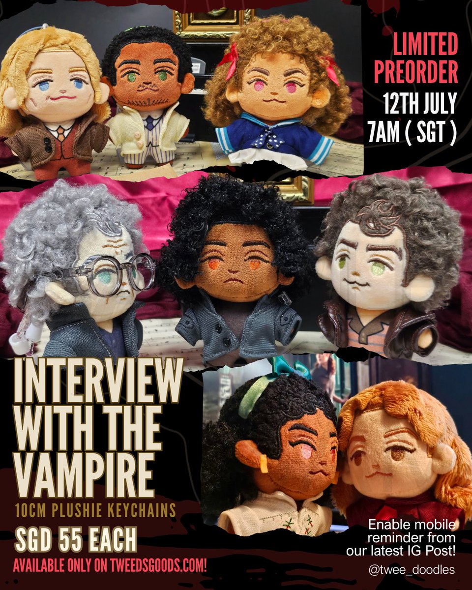 tweedsgoods's tweet photo. Peep the Latest 20cm Rockstar Lestat plushie, BG3 DLC Companion Plushies and IWTV 10cm plushies ( restock ); I'm so pleased with how they turned out! 🥹

⏰Enable Mobile reminders for my shop opening here ( only available on IG Mobile app ): https://t.co/9Q0NBZjTT5 https://t.co/m6tAKP41s5