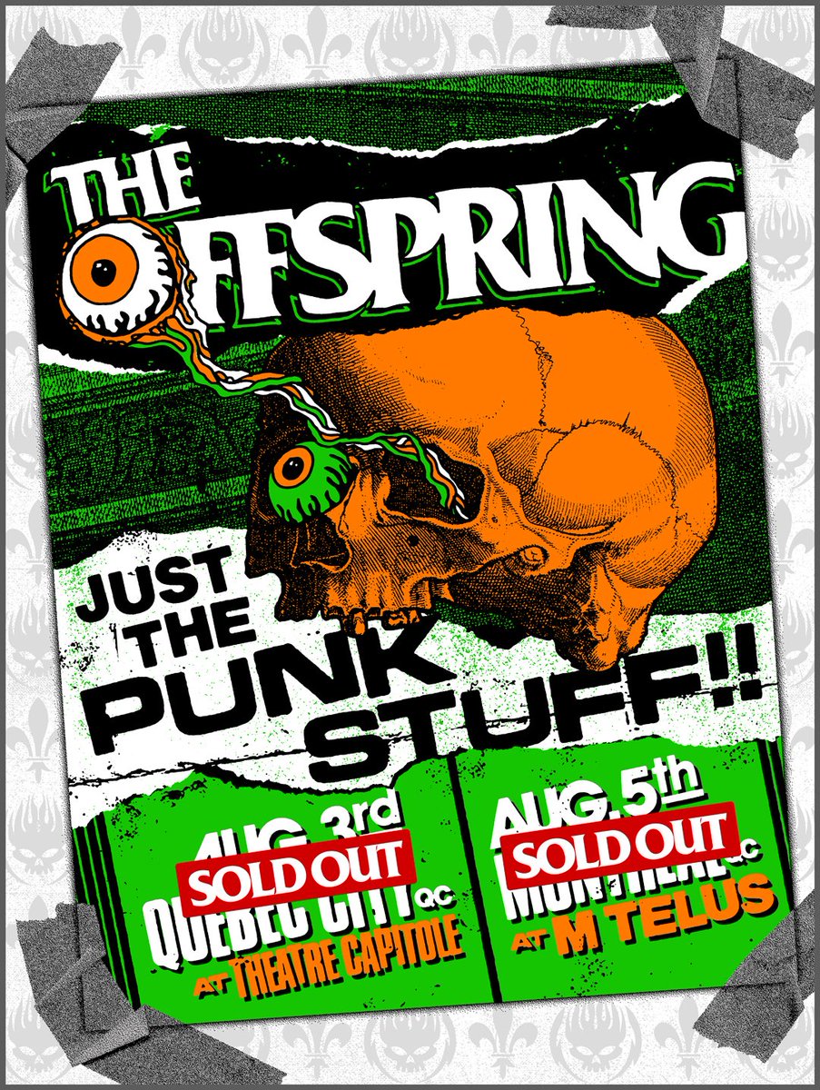 offspring's tweet photo. Enter for the chance to win a trip to meet us backstage at JUST THE PUNK STUFF in Montréal! Includes flights, hotel, artist passes for our JUST THE PUNK STUFF show at @mtelusmontreal on August 5, exclusive side stage viewing access, a signed guitar, the chance to meet us backstage, and more. Donate now to support @StJude and its lifesaving mission for your chance to win. Enter to win at: https://t.co/t3vG7FiXWr