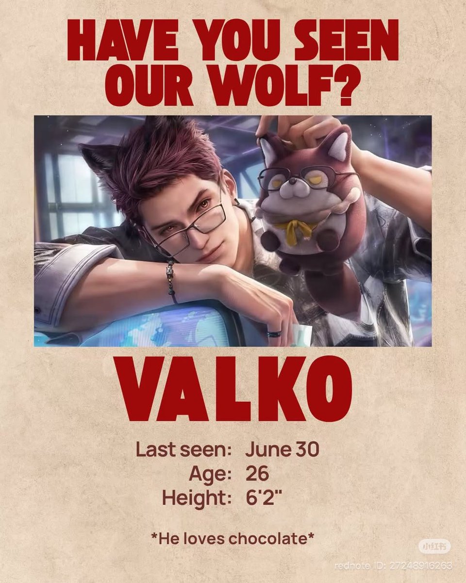 luneboy_'s tweet photo. We want Valko back, but with zero changes to his design. We don’t want him as a limited event, a cameo, or an NPC; we want him exactly as he was intended: as our 6th LI! 🐺✨ @Love_Deepspace

#KeepValkoAlive 
#BringValkoBack https://t.co/oTNZebrcS8