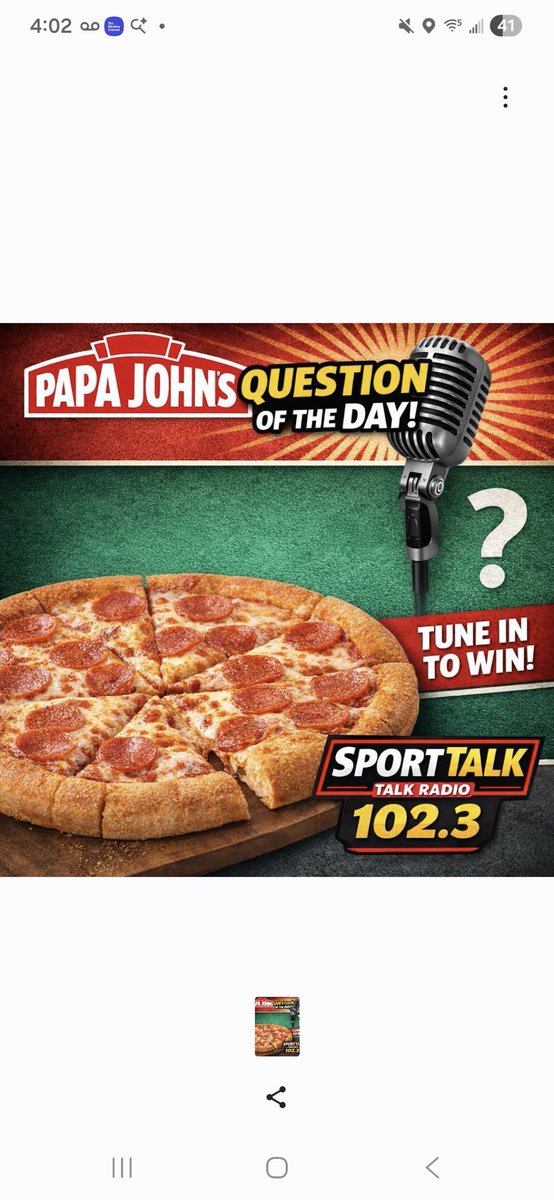 TalkRadio1023's tweet photo. Papa Johns Questions of the Day...

What one word would you use to describe the United States of America?

What is the one food item you must have on July 4th? https://t.co/g43bMRxiiV