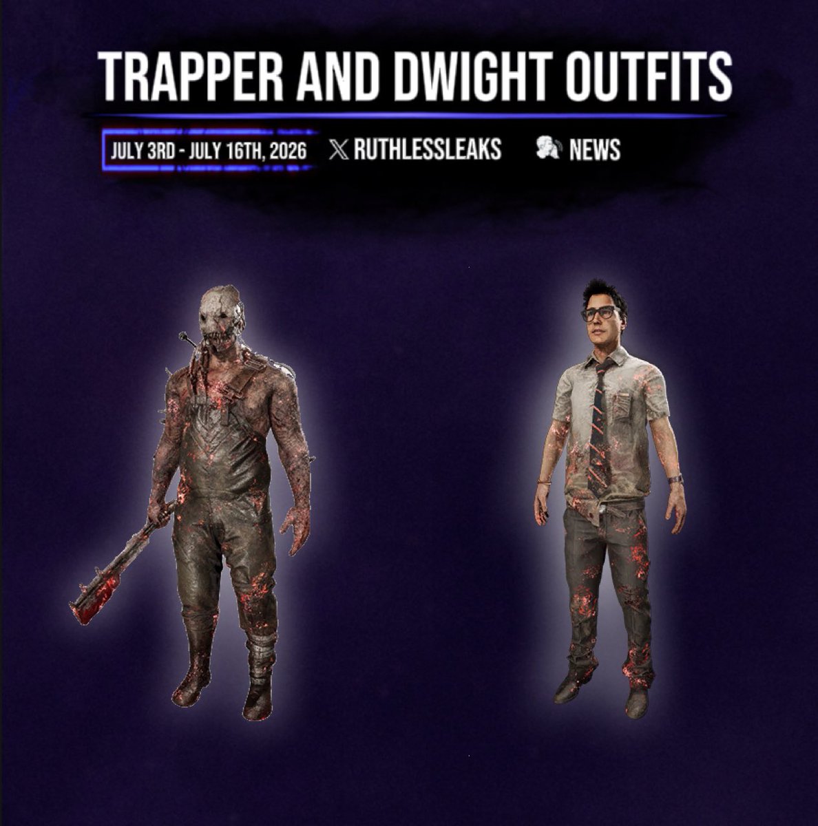 RuthlessLeaks's tweet photo. Log in any time between July 3, 11AM ET, and July 16, 11AM ET, to get unique The Trapper and Dwight Fairfield Cosmetics as party favors for our 10th Anniversary. https://t.co/3eQyMgFcXq