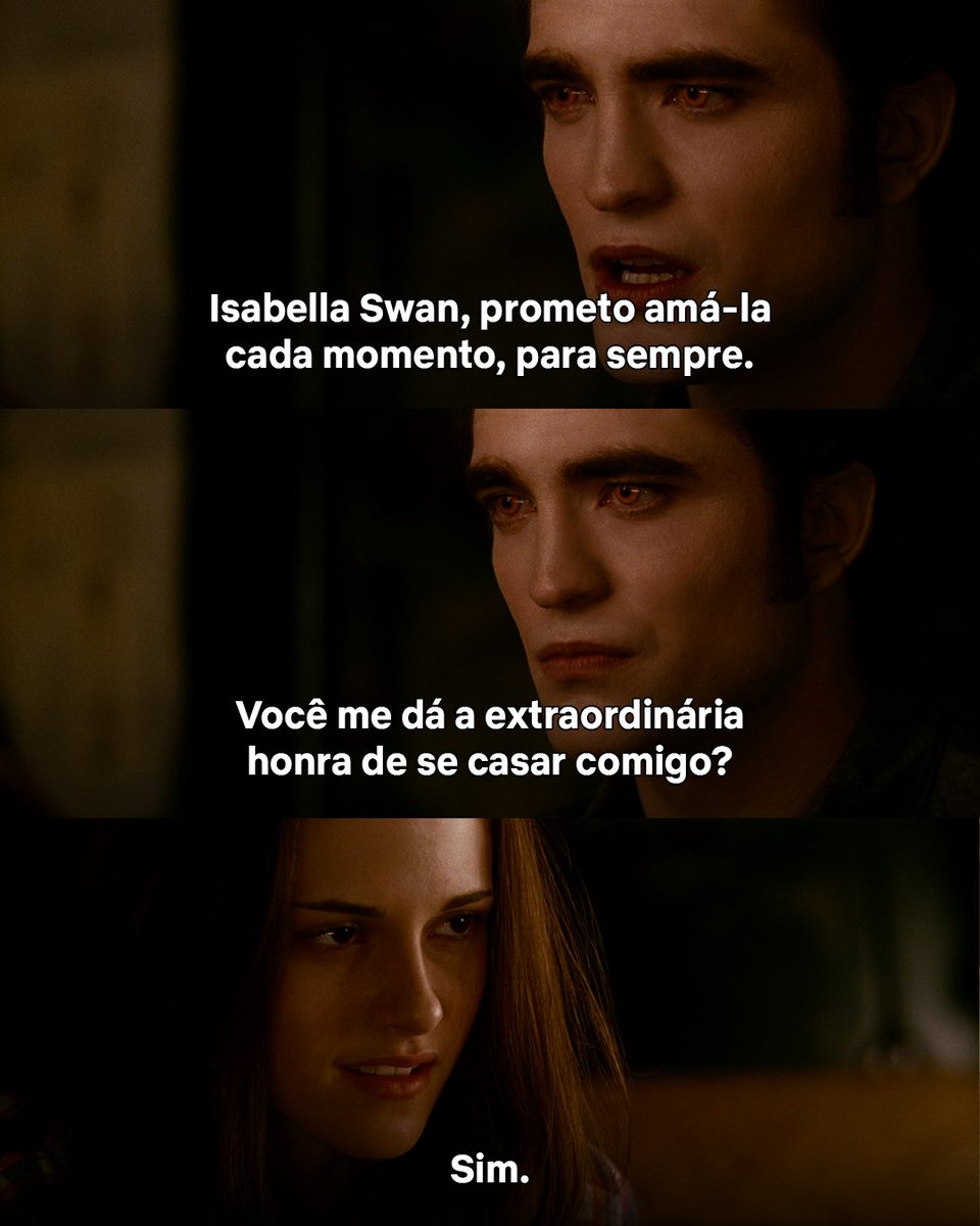 NetflixBrasil's tweet photo. Essa semana fez 16 anos que o Edward pediu a Bella em casamento... e ela aceitou. 💍 https://t.co/x4Lu32uDTd
