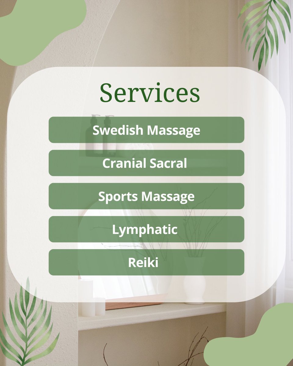 gettouchedmass1's tweet photo. Relax. Restore. Rebalance. ✨
Get Touched Massage offers Swedish Massage, Cranial Sacral, Sports Massage, Lymphatic, and Reiki to support your body and well-being.

Book your session today 👉 https://t.co/GrKzTqsrit | (310) 968-6111

#GetTouchedMassage https://t.co/cAIcdYKfsd