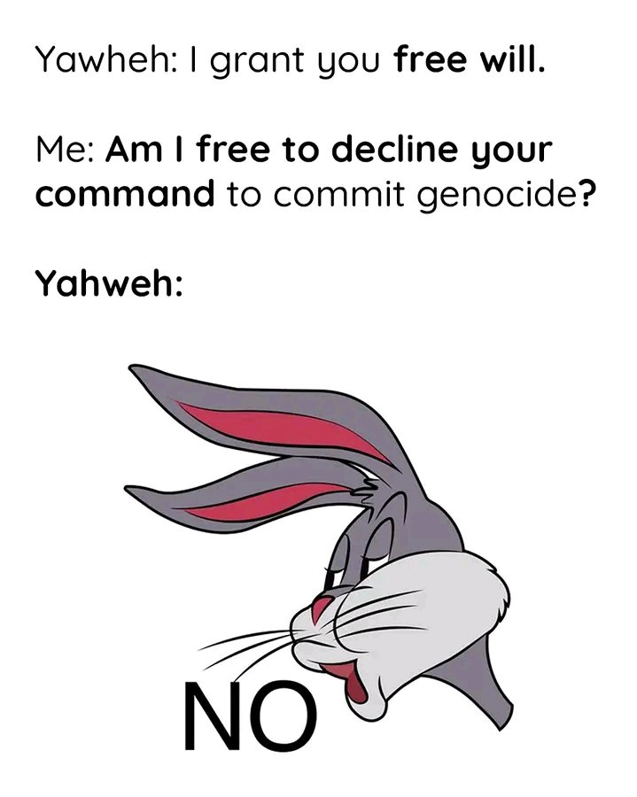 Atomsmade's tweet photo. Free will is the laziest excuse in Christianity https://t.co/d3uwxrbsMr