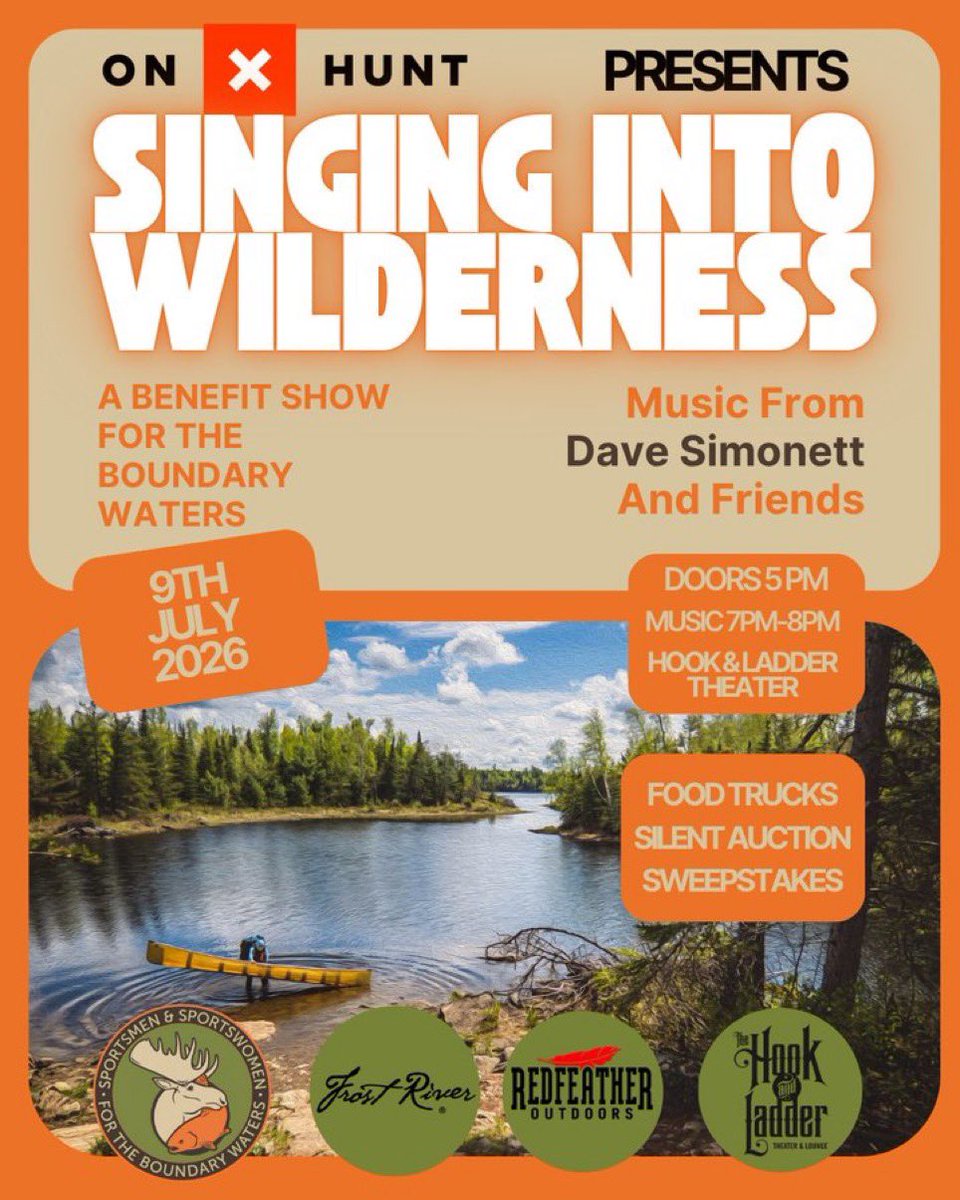 tbtduluth's tweet photo. NEXT WEEK: Join Dave Simonett &amp; Friends on July 9 for a @sportsmenbwca benefit show for the Boundary Waters at @thehookmpls. Get your tix here: https://t.co/F8CTQmL1R9 https://t.co/95uYjqrEE8