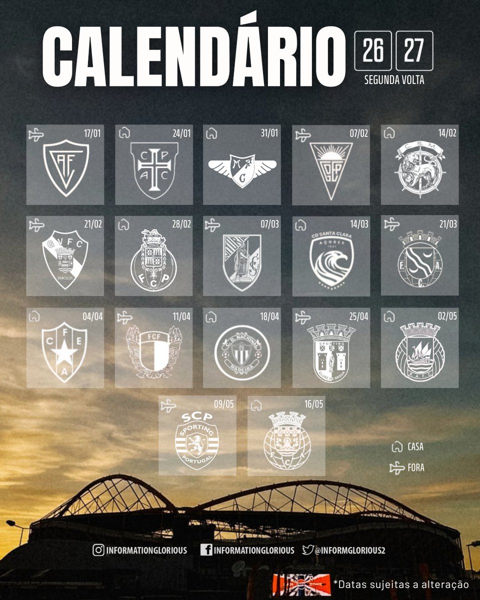 InformGlorious2's tweet photo. 🦅❤️ O calendário do SL Benfica na Primeira Liga 2026/27. https://t.co/eYL84IM51h