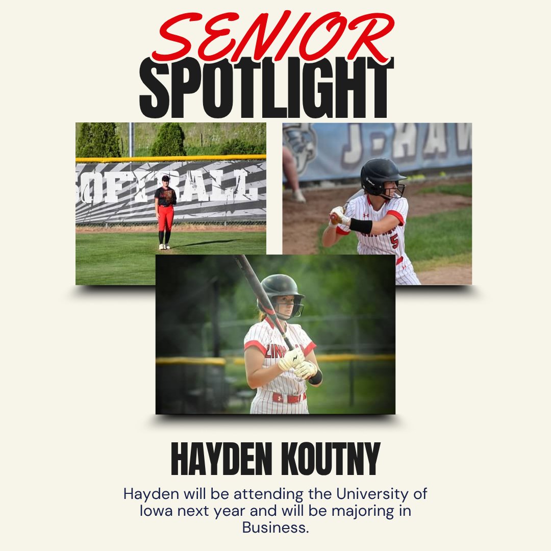 LM_Softball's tweet photo. Our first senior who will be recognized this evening is our center fielder, #5, Hayden Koutny!

Thank you for showing our team what true leadership looks like and for working hard every day the past five years. https://t.co/05a1lQdCD2