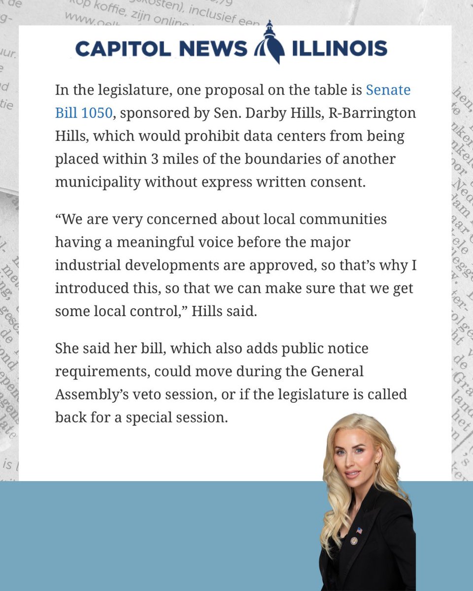 senatordarby's tweet photo. Thanks to the voices of residents across Barrington Hills, South Barrington, and Hoffman Estates, the developer has withdrawn its rezoning request for the proposed data center.

This is proof that when our communities come together and speak up, we can make a difference. https://t.co/aXkrNOqjoq