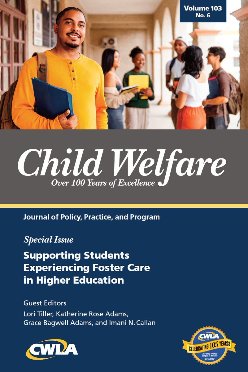 CWLAofficial's tweet photo. Child Welfare journal is pleased to announce publication of our latest special issue, “Supporting Students Experiencing Foster Care in Higher Education," developed in partnership with the @EmbarkGeorgia  Center at the @universityofga.  
More here: https://t.co/Nl61nnE2ZI https://t.co/Sjg7Flwyso