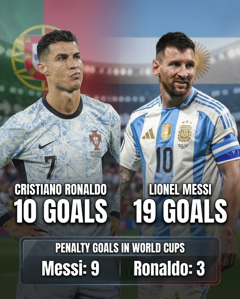 ChessLordK's tweet photo. Cristiano Ronaldo WC goal: 10 goals
Without penalties: 7 goals

Lionel Messi WC goals: 19 goals
Without penalties: 10 goals

But Cristiano Ronaldo is the penalty Merchant 😂 https://t.co/sy2aRNZrYi